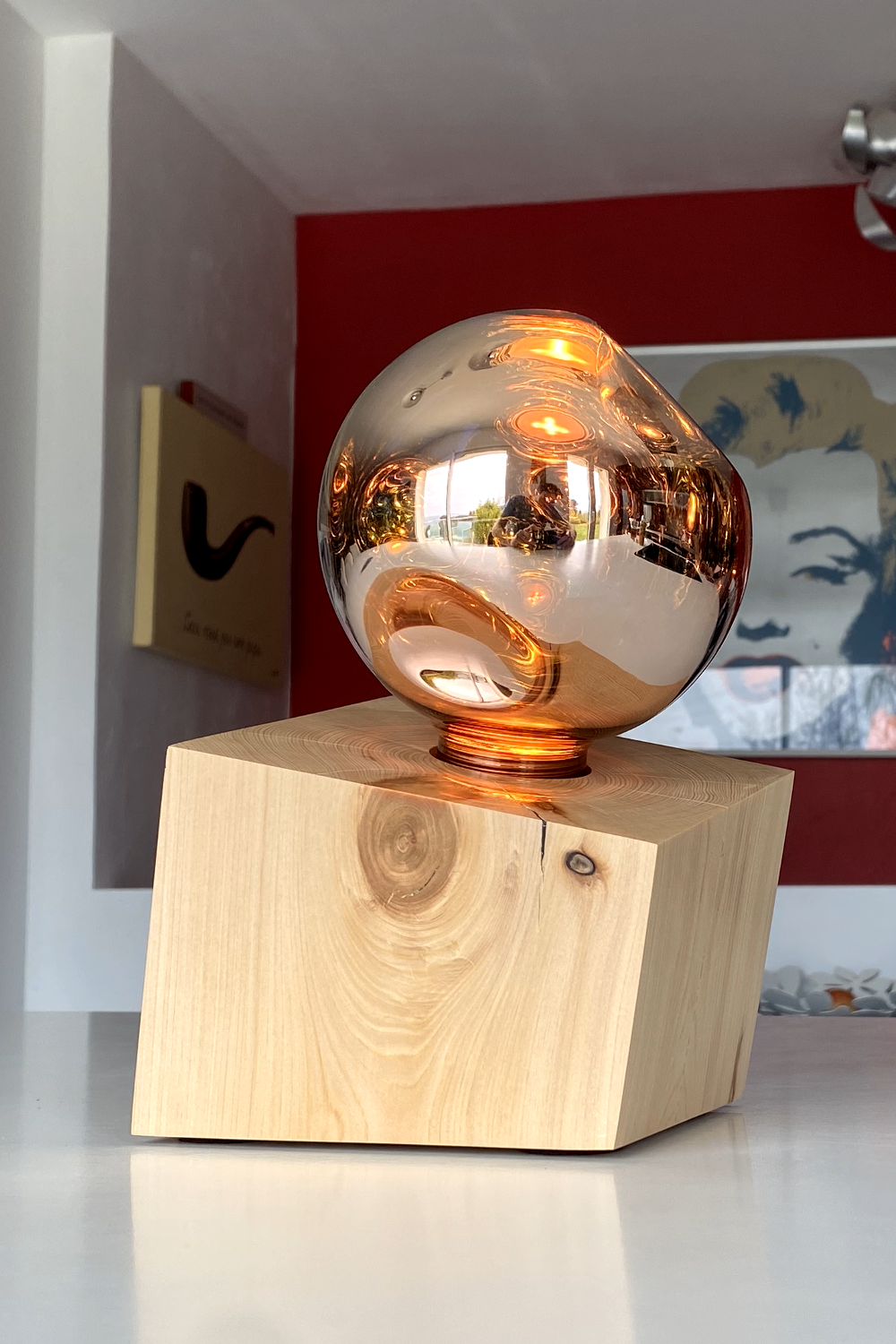 CUB Brugnela n°1 — lampe en bois artisanale, vue 1